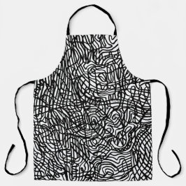 Abstract zwart-witlijnpatroon schort