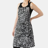 Abstract zwart-witlijnpatroon schort (Insitu)