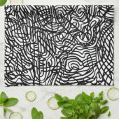 Abstract zwart-witlijnpatroon theedoek (Gevouwen)