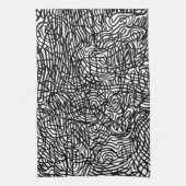 Abstract zwart-witlijnpatroon theedoek (Verticaal)