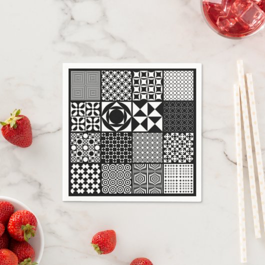 Abstract zwart-witpapier servetten (Insitu)