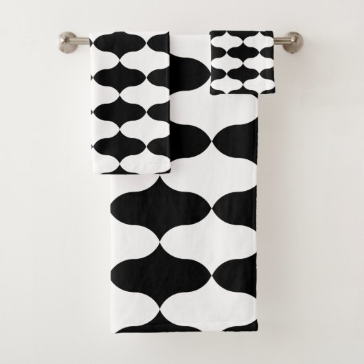 Abstract zwart-witpatroon bad handdoek (Insitu)
