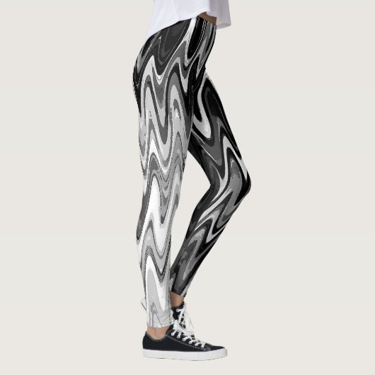 Abstract zwart-witpatroon leggings (Rechts)