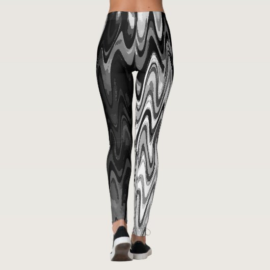 Abstract zwart-witpatroon leggings (Achterkant)