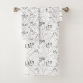 Abstract zwart-witpatroon met herhalend, s bad handdoek (Insitu)
