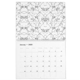 Abstract zwart-witpatroon met herhalend, s kalender