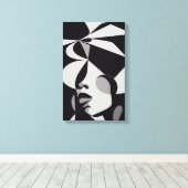 Abstract zwart-witschilderende vrouwenkast canvas afdruk (Insitu (Houten vloer))