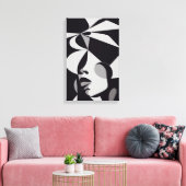 Abstract zwart-witschilderende vrouwenkast canvas afdruk (Insitu (Woonkamer))