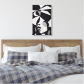 Abstract zwart-witschilderende vrouwenkast canvas afdruk (Insitu (Slaapkamer))