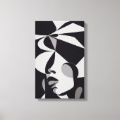 Abstract zwart-witschilderende vrouwenkast canvas afdruk (Voorkant)