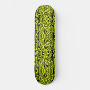 Abstract zwarte en neongroene lijnen - persoonlijk skateboard