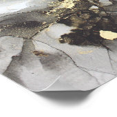 Abstract zwarte goudalcoholinkt poster (Hoek)