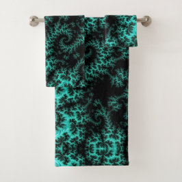 Abstract zwarte groene fractie bad handdoek