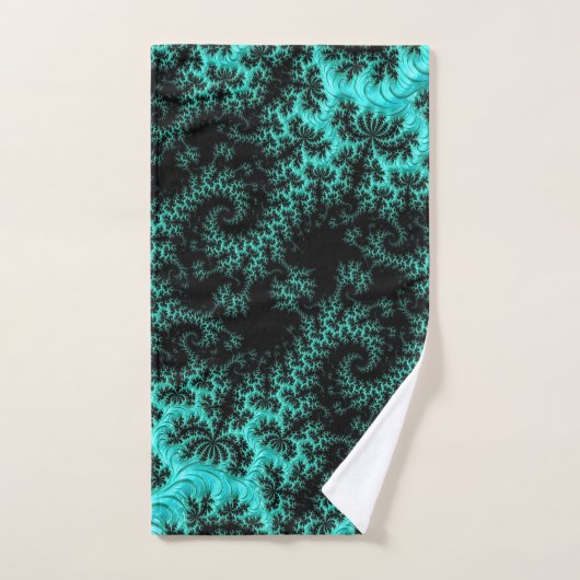 Abstract zwarte groene fractie bad handdoek (Handdoek)