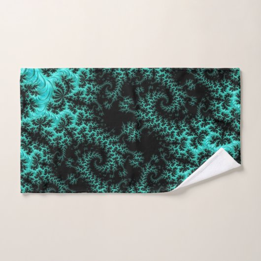 Abstract zwarte groene fractie bad handdoek (Handdoek)