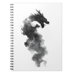 Abstract Zwarte Inkt Rook Draak Fantasie Notitiebo Notitieboek