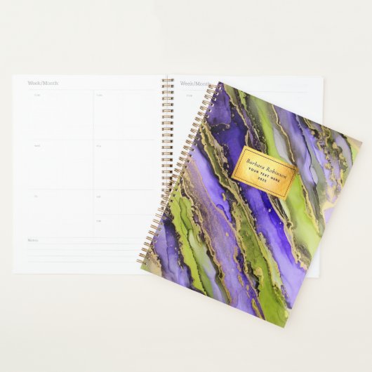 Abstract zwarte Paarse goudolie Planner (Display)