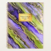 Abstract zwarte Paarse goudolie Planner (Voorkant)