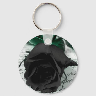 Abstract zwarte Roos Sleutelhanger
