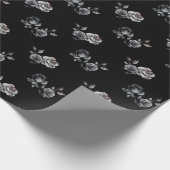 Abstract zwarte roze roos cadeaupapier (Hoek)