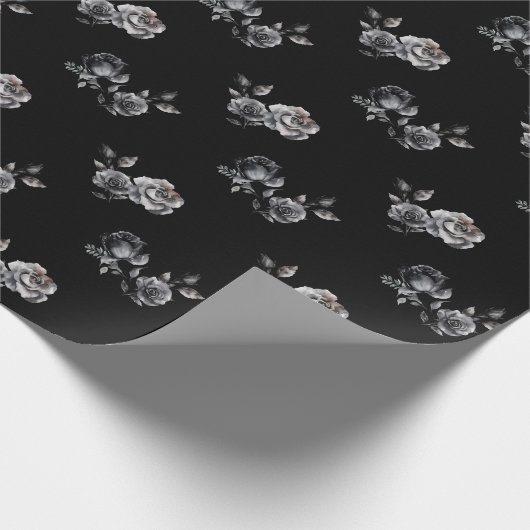 Abstract zwarte roze roos cadeaupapier (Hoek)