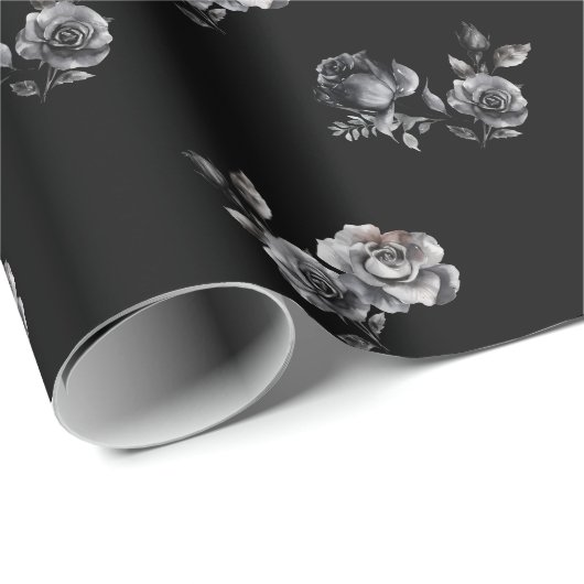 Abstract zwarte roze roos cadeaupapier (Rol Hoek)