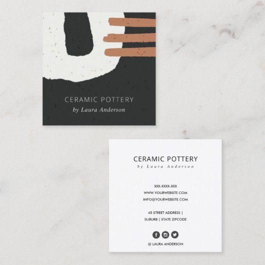 ABSTRACT ZWARTE WIT-RUST VAN CASAMISCHE TEXTUUR VIERKANTE VISITEKAARTJE (Voorkant / Achterkant)