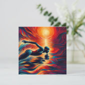 Abstract Zwemmer Art Kussen, Zwemcadeau, Decor Feestdagenkaart (Staand voorkant)