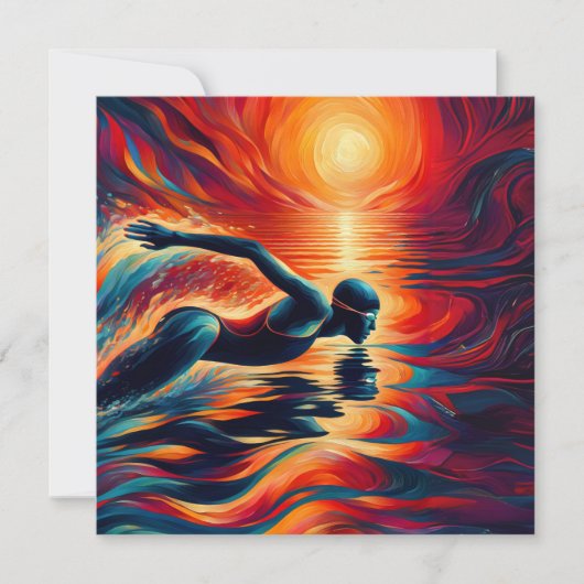 Abstract Zwemmer Art Kussen, Zwemcadeau, Decor Feestdagenkaart (Voorkant)