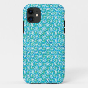 Abstract zwenkpatroon, turquoise, groen, blauw iPhone 11 hoesje