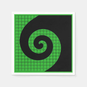 Abstract Zwirl Groen Zwart Papier Napkins Servet