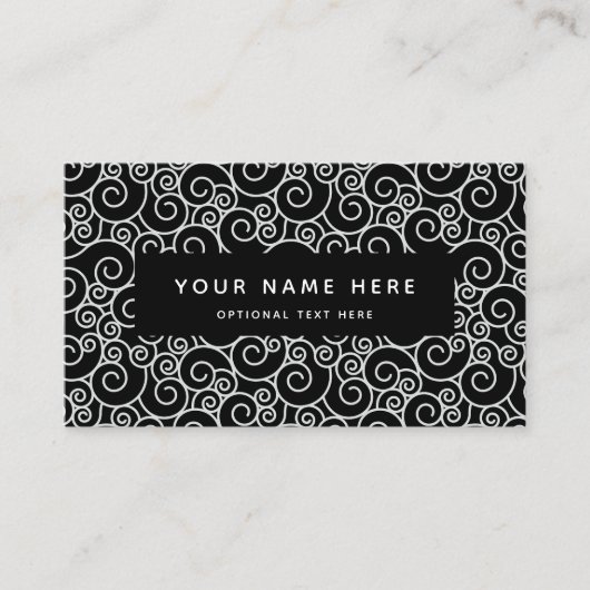 Abstract Zwirl Spiral Black White Visitekaartje (Voorkant)