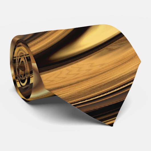 Abstract Zwirls Gold N Bruin Stropdas (Opgerold)