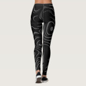 Abstract Zwirly Pattern Black en Grey Leggings (Achterkant)