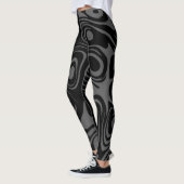 Abstract Zwirly Pattern Black en Grey Leggings (Links)