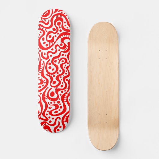 Abstracte 041211v3 - Rood op wit Persoonlijk Skateboard (Voorkant)