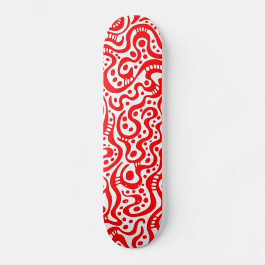 Abstracte 041211v3 - Rood op wit Persoonlijk Skateboard (Voorkant)