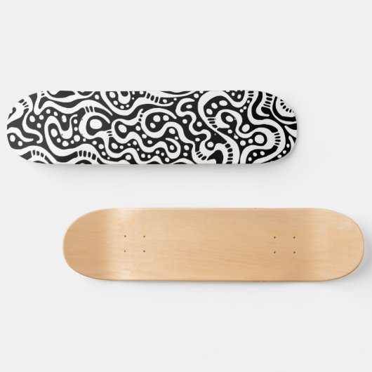 Abstracte 041211v3 - Wit op zwart Skateboard (Horizontaal)