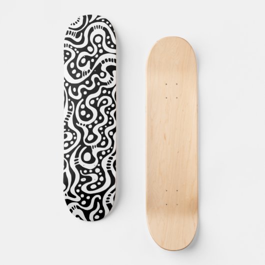 Abstracte 041211v3 - Wit op zwart Skateboard (Voorkant)