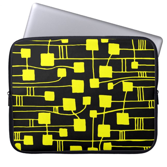 Abstracte 111211 - Geel op zwart Laptop Sleeve (Voorkant)