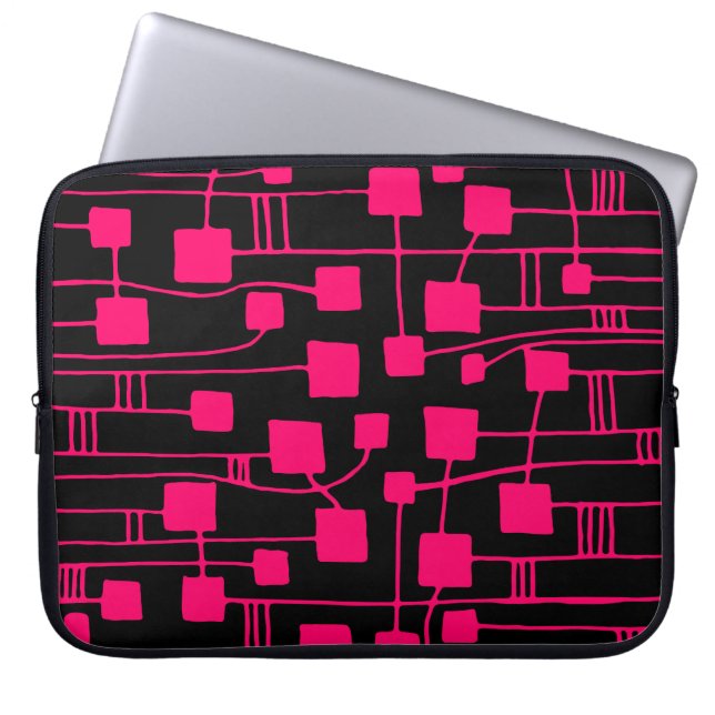 Abstracte 111211 - Neon Red op zwart Laptop Sleeve (Voorkant)