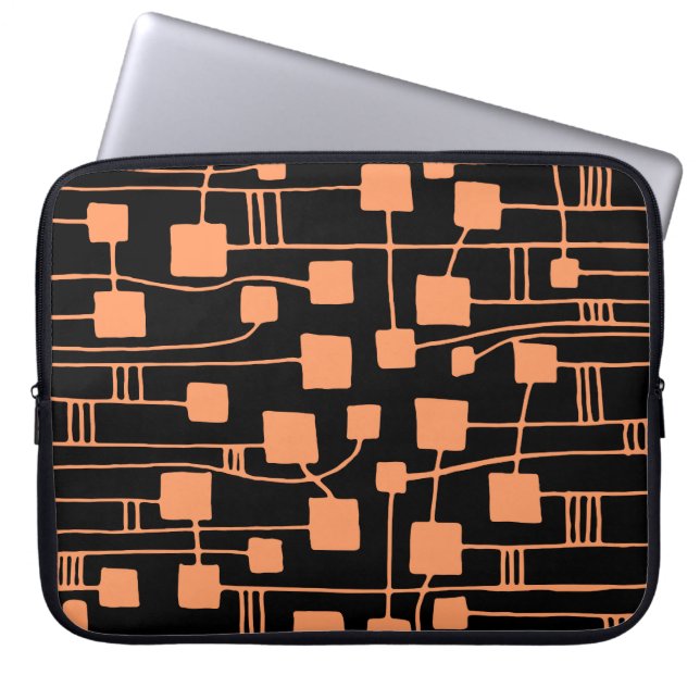 Abstracte 111211 - Peach on Black Laptop Sleeve (Voorkant)