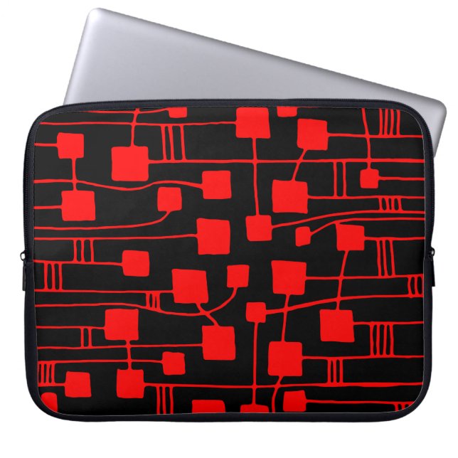 Abstracte 111211 - Rood op zwart Laptop Sleeve (Voorkant)