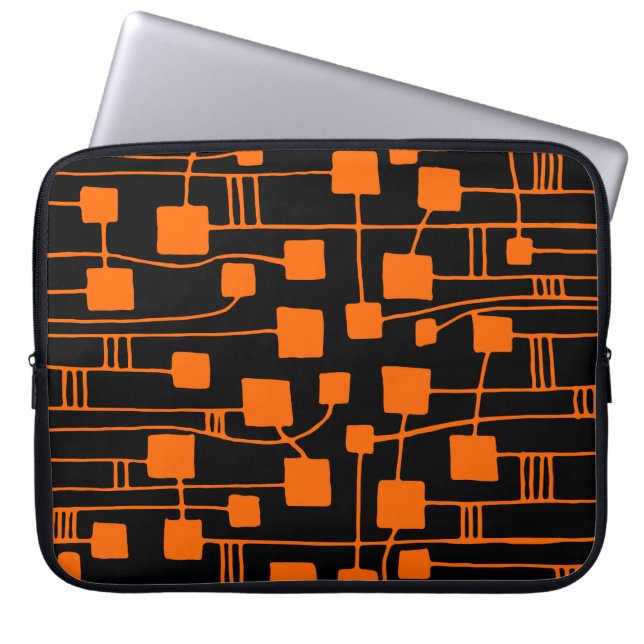 Abstracte 111211 - Sinaasappel op zwart Laptop Sleeve (Voorkant)