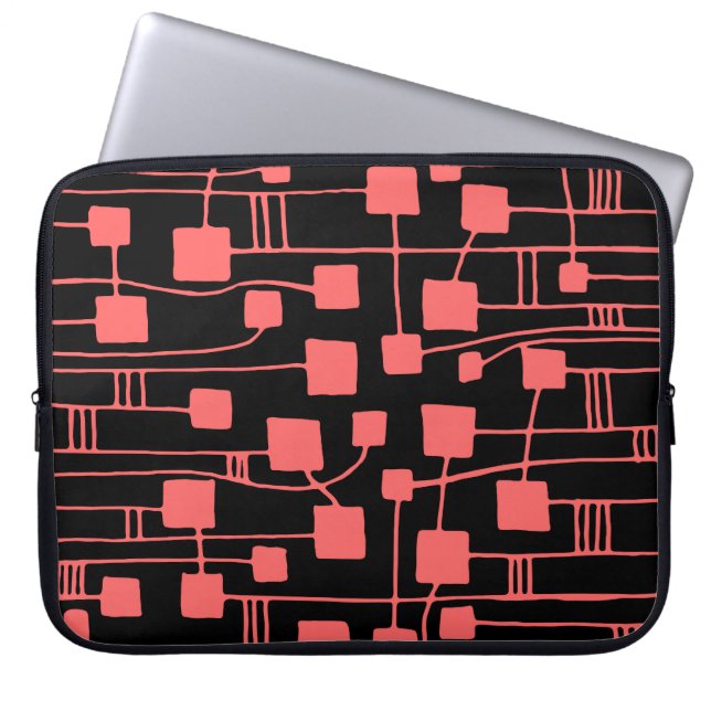 Abstracte 111211 - Tropisch roze op zwart Laptop Sleeve (Voorkant)