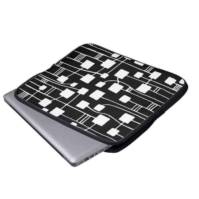Abstracte 111211 - White on Black Laptop Sleeve (Voorkant onderkant)