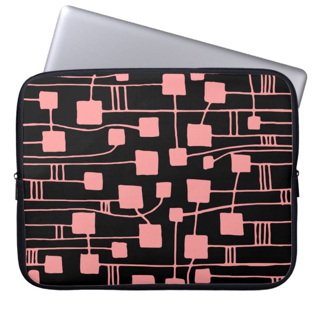 Abstracte 111211 - Zachte roze op zwart Laptop Sleeve (Voorkant)