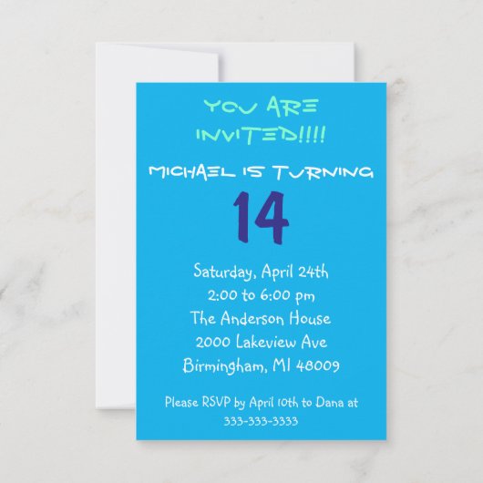 Abstracte 14e verjaardag kaart (Achterkant)