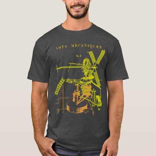 Abstracte 19e-eeuwse Franse mechanische gravure T-shirt (Voorkant)