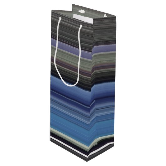 Abstracte #1: Blauw en grijs Wijn Cadeautas (Voorkant Gekanteld)